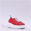 Wonders Curvy Platform Lace Trainer - Red Leather
